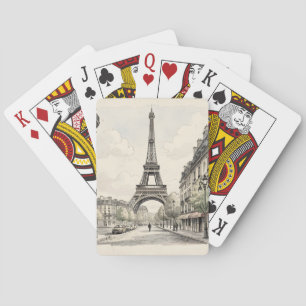 Baraja De Cartas Ilustración de viaje antigua y vintage de París