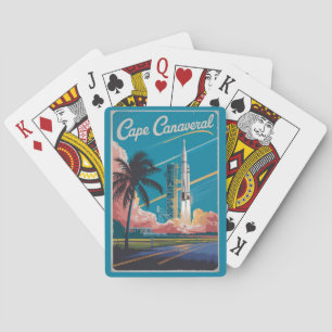 Baraja De Cartas Ilustración de viaje de arte de Cabo Cañaveral Flo