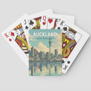 Baraja De Cartas Ilustración de viaje de arte retro de Auckland Nue