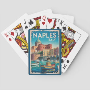 Baraja De Cartas Ilustración de viaje de arte vintage Bahía de Nápo