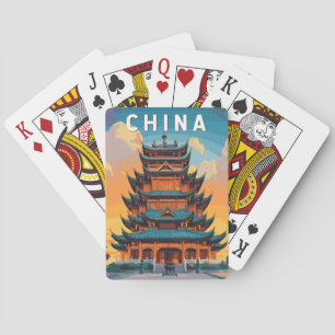 Baraja De Cartas Ilustración de viaje de arte vintage China