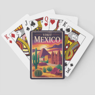 Baraja De Cartas Ilustración de viaje de arte vintage cultura de Mé