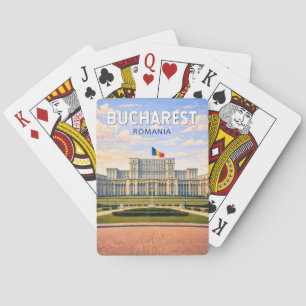 Baraja De Cartas Ilustración de viaje de arte vintage de Bucarest R