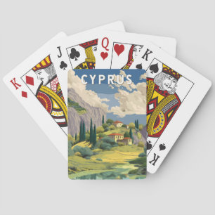 Baraja De Cartas Ilustración de viaje de arte vintage de Chipre