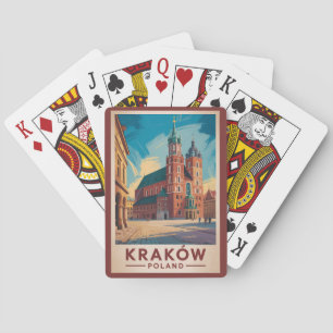 Baraja De Cartas Ilustración de viaje de arte vintage de Cracovia P