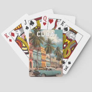 Baraja De Cartas Ilustración de viaje de arte vintage de Cuba