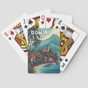Baraja De Cartas Ilustración de viaje de arte vintage de Dominica