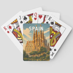 Baraja De Cartas Ilustración de viaje de arte vintage de España