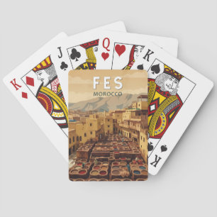 Baraja De Cartas Ilustración de viaje de arte vintage de Fes Marrue