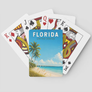 Baraja De Cartas Ilustración de viaje de arte vintage de Florida