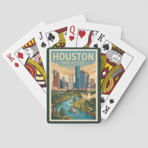 Baraja De Cartas Ilustración de viaje de arte vintage de Houston Te