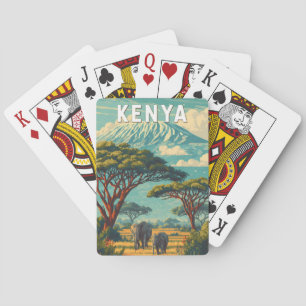 Baraja De Cartas Ilustración de viaje de arte vintage de Kenia