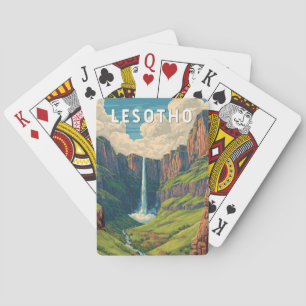 Baraja De Cartas Ilustración de viaje de arte vintage de Lesoto