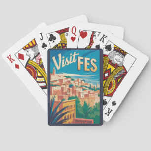 Baraja De Cartas Ilustración de viaje de arte vintage de Marruecos 