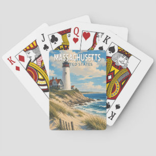 Baraja De Cartas Ilustración de viaje de arte vintage de Massachuse