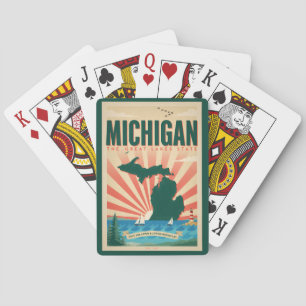 Baraja De Cartas Ilustración de viaje de arte vintage de Michigan S