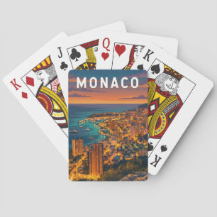 Baraja De Cartas Ilustración de viaje de arte vintage de Mónaco