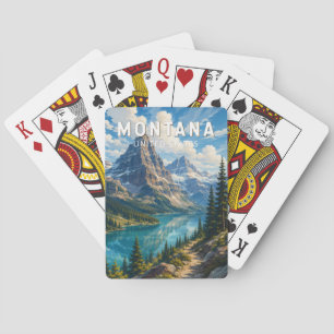Baraja De Cartas Ilustración de viaje de arte vintage de Montana