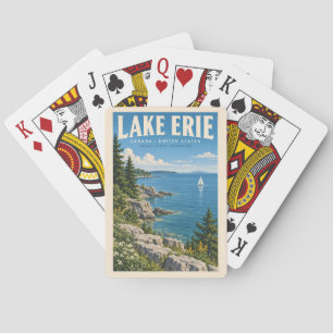 Baraja De Cartas Ilustración de viaje de arte vintage del lago Erie
