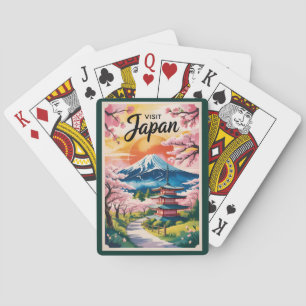 Baraja De Cartas Ilustración de viaje de arte vintage del Monte Fuj