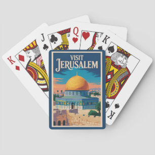 Baraja De Cartas Ilustración de viaje de arte vintage Jerusalén Isr