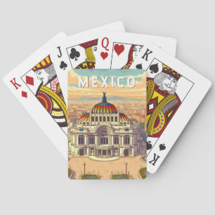 Baraja De Cartas Ilustración de viaje de arte vintage México
