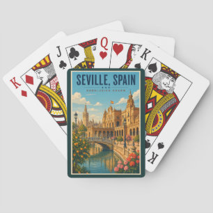Baraja De Cartas Ilustración de viaje de arte vintage Sevilla Españ