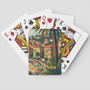 Baraja De Cartas Ilustración de viaje de estilo vintage Cote D'Azur