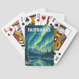 Baraja De Cartas Ilustración de viaje de Fairbanks Alaska Arte Vint
