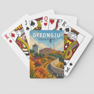 Baraja De Cartas Ilustración de viaje de Gyeongju Corea del Sur Art