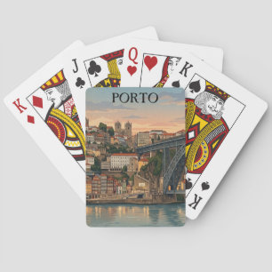 Baraja De Cartas Ilustración de viaje de la ciudad de Porto Portuga