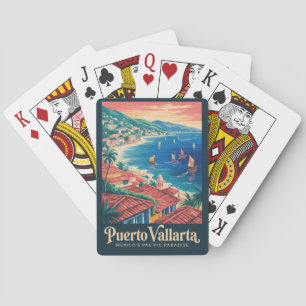 Baraja De Cartas Ilustración de viaje de la playa de Puerto Vallart