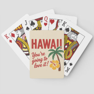 Baraja De Cartas Ilustración de viaje de las Islas Hawaianas Retro