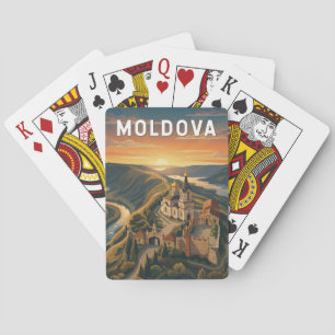 Baraja De Cartas Ilustración de viaje de Moldavia Arte Vintage