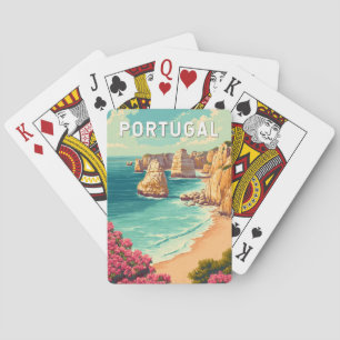 Baraja De Cartas Ilustración de viaje de Portugal Arte Vintage