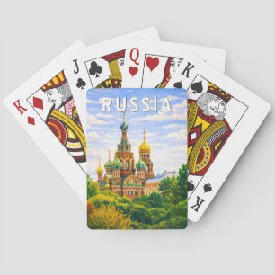 Baraja De Cartas Ilustración de viaje de Rusia Arte Vintage