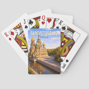 Baraja De Cartas Ilustración de viaje de San Petersburgo Rusia Arte