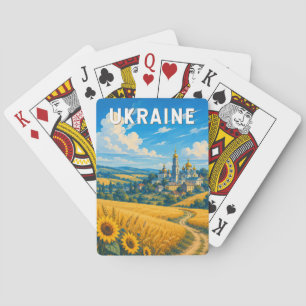 Baraja De Cartas Ilustración de viaje de Ucrania Arte vintage