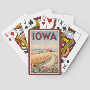 Baraja De Cartas Ilustración de viaje del campo de Iowa Arte Vintag