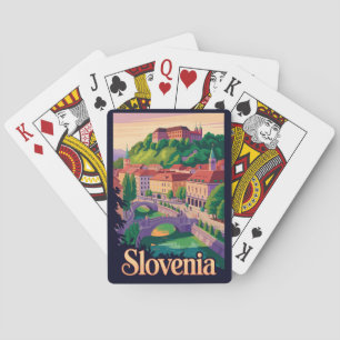 Baraja De Cartas Ilustración de viaje del puente de Ljubljana Eslov