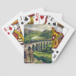 Baraja De Cartas Ilustración de viaje vintage de las Highlands esco