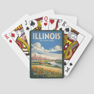 Baraja De Cartas Ilustración del horizonte de Chicago Illinois Arte