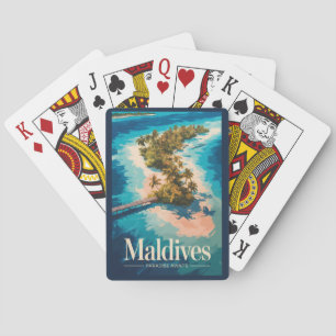Baraja De Cartas Ilustración del paisaje de Maldivas Arte de viaje