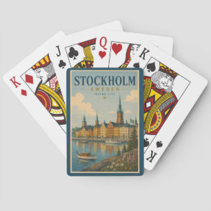 Baraja De Cartas Ilustración del paisaje urbano de Estocolmo Suecia