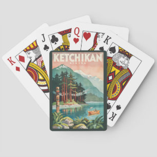 Baraja De Cartas Ilustración del río Ketchikan Alaska Arte de viaje