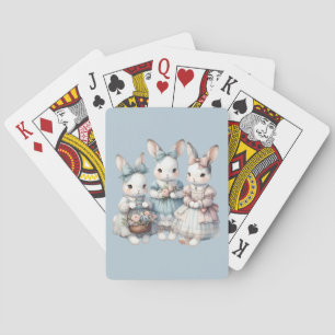 Baraja De Cartas Ilustración en acuarela de las hermanas conejitas 