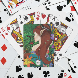 Baraja De Cartas Ilustración floral de fantasía del elfo del hombre