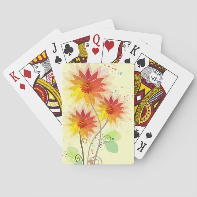 Baraja De Cartas Ilustracion floral moderno (Reverso)