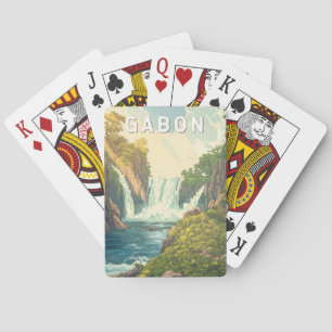 Baraja De Cartas Ilustracion Gabón Viaje de arte Vintage