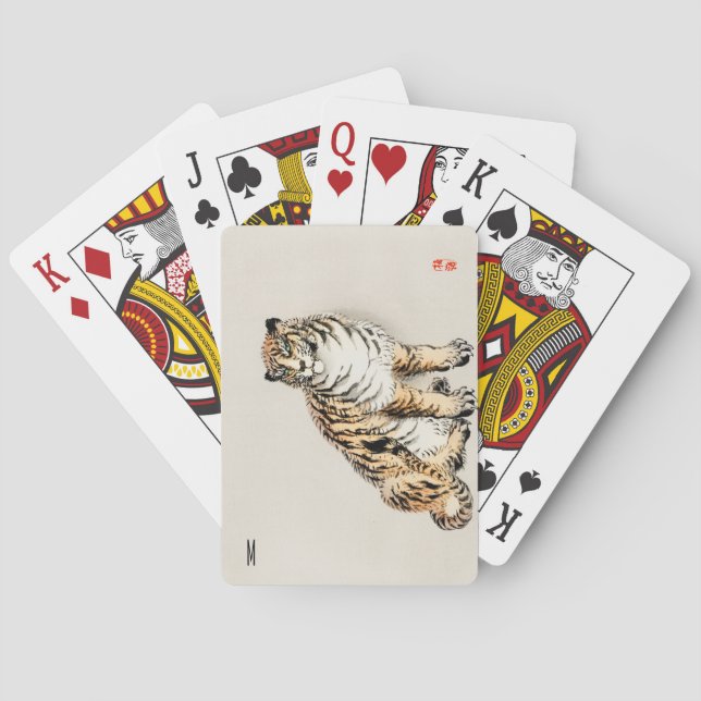 Baraja De Cartas Ilustracion japonés del tigre personalizado (Reverso)